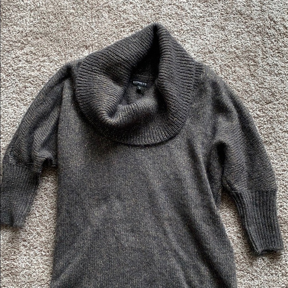 Express Brown and Gold Cowl Neck Sweater